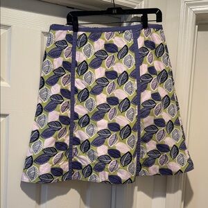 Boden Skirt Leaf Pattern Lavender Pink Olive CottonLined Vacation Ready Skirt 12